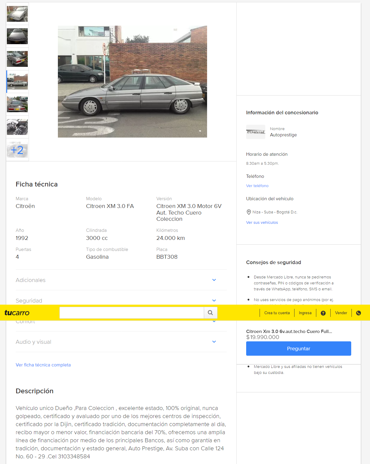 Screenshot_2020-03-28 Citroen Xm 3 0 6v aut techo Cuero Full Para Coleccion - $ 19 990 000.png